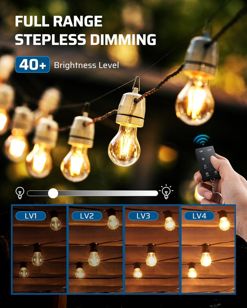 DEWENWILS Outdoor Dimmer for String Lights, 100FT Remote Range, IP44 Waterproof Plug-in Dimmer for Garden, Patio, Porch, 4 Level Brightness Button, Max 150W Dimmable LED/300W Tungsten Bulbs - Image 2